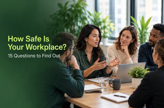 Canadian workplace team participating in a discussion about psychological safety, trust and open communication.