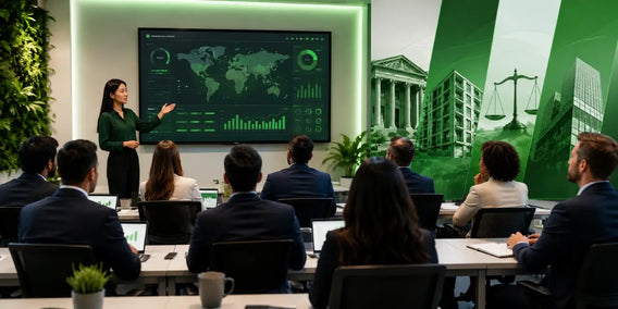 AML training for financial compliance showing corporate professionals learning anti money laundering regulations and risk monitoring systems